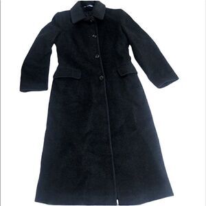Donna Vittoria Italian Virgin Wool and Mohair Black/Charcoal Trench Coat Size 8